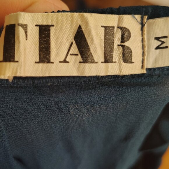 Vintage Tiar Semi Sheer Pleated Maxi Skirt Medium Midnight Blue 90s Fall Boho - Picture 5 of 6